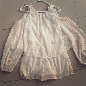 Cream and gold romper